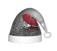 YUBVCF Eiffel Tower Paris Street Red Umbrella Kids Santa Hat Festive Unisex Velvet Comfort Hats Extra Thicken Classic Fur For Christmas New Year