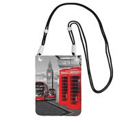 YUBVCF England Uk Retro London Telephone Printing Small Phone Crossbody Shoulder Holsters Bag,Fits All Cell Phones,Use For Running,Walking,Biking
