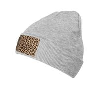 YUBVCF Fun Leopard Print Printing 1 Pack Winter Beanie Hats for Men Women,Warm Cozy Knitted Cuffed Cap Gifts for Cold Weather Gray