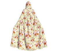 YUBVCF Giraffe Heart Flower Butterfly Printing Adult Halloween Hooded Cloak 57.8 Inches, Large Hood Parties Cloak,Masquerade Themed Carnivals