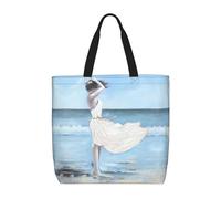 YUBVCF Girl On A Windy Beach Daily Needs Tote Bag For Women, Large-Capacity Shoulder Bag Top Handle Handbag For Travel, Work