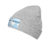 YUBVCF Girl On A Windy Beach Printing 1 Pack Winter Beanie Hats for Men Women,Warm Cozy Knitted Cuffed Cap Gifts for Cold Weather Gray
