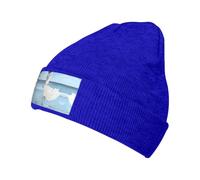 YUBVCF Girl On A Windy Beach Printing 1 Pack Winter Beanie Hats for Men Women,Warm Cozy Knitted Cuffed Cap Gifts for Cold Weather Blue