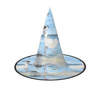 YUBVCF Girl On A Windy Beach Printing Women Halloween Cap For Cosplay Oxford Cloth Halloween Hat For Masquerade Parties