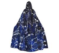 YUBVCF Glow In The Dark Printing Adult Halloween Hooded Cloak 57.8 Inches, Large Hood Parties Cloak,Masquerade Themed Carnivals