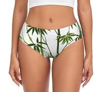 YUBVCF Green Bamboo Print Tropical Nature Plant Women'S Briefs Comfortable Seamless No Show Panties Everyday Wear Soft Breathable LadiesÂ