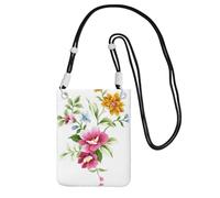 YUBVCF Hand Painted Flower Printing Small Phone Crossbody Shoulder Holsters Bag,Fits All Cell Phones,Use For Running,Walking,Biking
