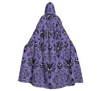 YUBVCF Horror Pattern On Purple Background Printing Adult Halloween Hooded Cloak 57.8 Inches, Large Hood Parties Cloak,Masquerade Themed Carnivals