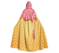 YUBVCF Ice Cream And Waffle Pattern Printing Adult Halloween Hooded Cloak 57.8 Inches, Large Hood Parties Cloak,Masquerade Themed Carnivals