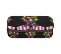 YUBVCF Independence Day America Flag Fireworks Cute Pencil Case Organizer for Student Boys Girls,Large Capacity Multi-Slot Durable Pen Box