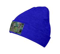 YUBVCF Leopard Palm Leaf Printing 1 Pack Winter Beanie Hats for Men Women,Warm Cozy Knitted Cuffed Cap Gifts for Cold Weather Blue