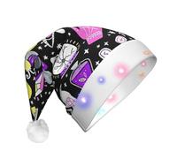YUBVCF Magic Witch Witchcraft Bohemian Drawing Led Light Up Christmas Santa Hat For Adult Xmas New Year Festive Party Headwear