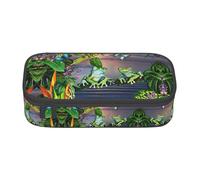 YUBVCF Many Frogs Sing On The Branches Summer Butterflies Lake Water Cute Pencil Case Organizer for Student Boys Girls,Large Capacity Multi-Slot Durable Pen Box