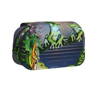YUBVCF Many Frogs Sing On The Branches Summer Butterflies Lake Water Printing Double Layer Clamshell Pen Case for Boys Girls,Durable Pen Carrying Case with Zipper for School
