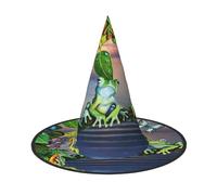 YUBVCF Many Frogs Sing On The Branches Summer Butterflies Lake Water Printing Women Halloween Cap For Cosplay Oxford Cloth Halloween Hat For Masquerade Parties