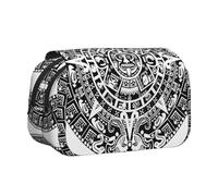 YUBVCF Mayan Calendar End of The World Printing Double Layer Clamshell Pen Case for Boys Girls,Durable Pen Carrying Case with Zipper for School