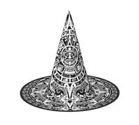 YUBVCF Mayan Calendar End Of The World Printing Women Halloween Cap For Cosplay Oxford Cloth Halloween Hat For Masquerade Parties