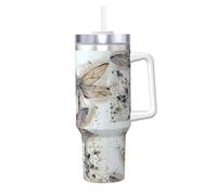 YUBVCF Modern Dragonfly Printing 40oz Stainless Steel Tumbler Double Wall Vacuum Insulated Mug with Handle and 2 in 1 Straw Lid