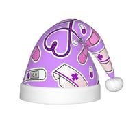 YUBVCF Nurse Pattern Purple Kids Santa Hat Festive Unisex Velvet Comfort Hats Extra Thicken Classic Fur For Christmas New Year
