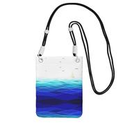 YUBVCF Ocean Waves Sailboat Printing Small Phone Crossbody Shoulder Holsters Bag,Fits All Cell Phones,Use For Running,Walking,Biking
