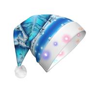 YUBVCF Penguins On The Iceberg Led Light Up Christmas Santa Hat For Adult Xmas New Year Festive Party Headwear