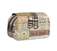 YUBVCF Porch Rules Printing Double Layer Clamshell Pen Case for Boys Girls,Durable Pen Carrying Case with Zipper for School