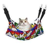 YUBVCF Rainbow Colored Gay Pride Hearts Soft Pet Bed Fit Ferret,Kitten,Puppy,Small Dog,Adjustable Strap