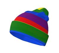 YUBVCF Rainbow Knitted Hat Unisex Knit Beanie Warm Winter Hats Fashion Soft Cuffed Cap for Men Women
