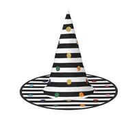 YUBVCF Rainbow Polka Dot Stripe Black And White Printing Women Halloween Cap For Cosplay Oxford Cloth Halloween Hat For Masquerade Parties