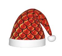 YUBVCF Red Fish Scale Kids Santa Hat Festive Unisex Velvet Comfort Hats Extra Thicken Classic Fur For Christmas New Year