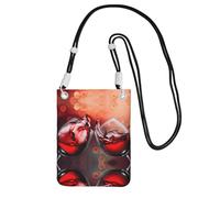 YUBVCF Red Wine Glass Cheers Printing Small Phone Crossbody Shoulder Holsters Bag,Fits All Cell Phones,Use For Running,Walking,Biking