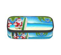 YUBVCF Santa Claus with The Beach and Surfboard Cute Pencil Case Organizer for Student Boys Girls,Large Capacity Multi-Slot Durable Pen Box