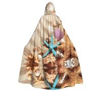 YUBVCF Shells On The Beach Printing Adult Halloween Hooded Cloak 57.8 Inches, Large Hood Parties Cloak,Masquerade Themed Carnivals