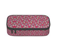 YUBVCF Skull and Green Leaves Cute Pencil Case Organizer for Student Boys Girls,Large Capacity Multi-Slot Durable Pen Box