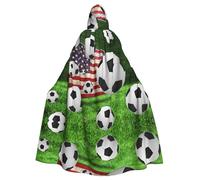 YUBVCF Soccer Usa American Flag Printing Adult Halloween Hooded Cloak 57.8 Inches, Large Hood Parties Cloak,Masquerade Themed Carnivals