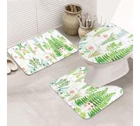 YUBVCF Springtime Herb Garden Printing Flannel Non Slip 3 Piece Bathroom Rugs Set,31.5x20in Rug Set For Bathroom Vanity,Soft Floor Mats