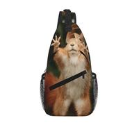 YUBVCF Squirrel Funny Animal Printing Fashion Sling Bag For Men Chest Shoulder Backpack Crossbody Motocycle Daypack For Travel Hiking