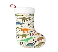 YUBVCF Stylish Learning Alphabets With Dinosaurs Large Family Xmas Stocking For Kids 1 Pack Christmas Stockings For Fireplace Holiday Gifts Bag