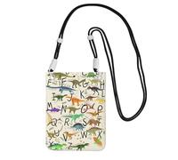 YUBVCF Stylish Learning Alphabets With Dinosaurs Printing Small Phone Crossbody Shoulder Holsters Bag,Fits All Cell Phones,Use For Running,Walking,Biking