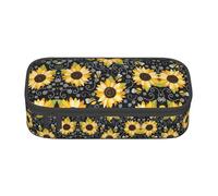 YUBVCF Sunflower Bees Cute Pencil Case Organizer for Student Boys Girls,Large Capacity Multi-Slot Durable Pen Box