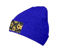 YUBVCF Sunflower Bees Printing 1 Pack Winter Beanie Hats for Men Women,Warm Cozy Knitted Cuffed Cap Gifts for Cold Weather Blue