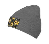 YUBVCF Sunflower Bees Printing 1 Pack Winter Beanie Hats for Men Women,Warm Cozy Knitted Cuffed Cap Gifts for Cold Weather Deep Heather