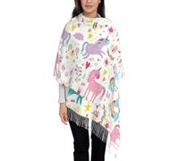 YUBVCF Unicorns Pink Printing 77.6"*28.3" Print Fringed Scarf Shawl For Women,Lightweight Scarf Fall Winter Thick