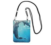 YUBVCF Winter The Dolphin Printing Small Phone Crossbody Shoulder Holsters Bag,Fits All Cell Phones,Use For Running,Walking,Biking