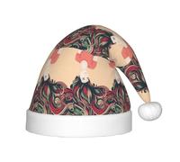 YUBVCF Woman With Long Colorful Hair Hanging Upside Down Kids Santa Hat Festive Unisex Velvet Comfort Hats Extra Thicken Classic Fur For Christmas New Year