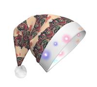 YUBVCF Woman With Long Colorful Hair Hanging Upside Down Led Light Up Christmas Santa Hat For Adult Xmas New Year Festive Party Headwear