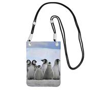 YUBVCF Young Penguins With Snow Printing Small Phone Crossbody Shoulder Holsters Bag,Fits All Cell Phones,Use For Running,Walking,Biking