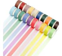 YUBX 20 Rolls Pastel Washi Tape Set, Rainbow Writable Masking Decorative Colored Tape for Scrapbook DIY Crafts Planner Decoration