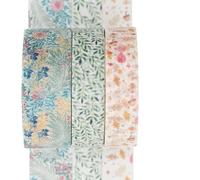 YUBX 3 Rolls Washi Tape Set Creative Basic Thin Decorative Tapes for Art, DIY Crafts, Bullet Journals, Planners, Scrapbooking, Packaging (Flowers and Leaves)