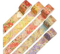 YUBX 5 Rolls of Washi Tape Decorative Paper Masking Tape for Scrapbooking, Craft and DIY (Light Gift)